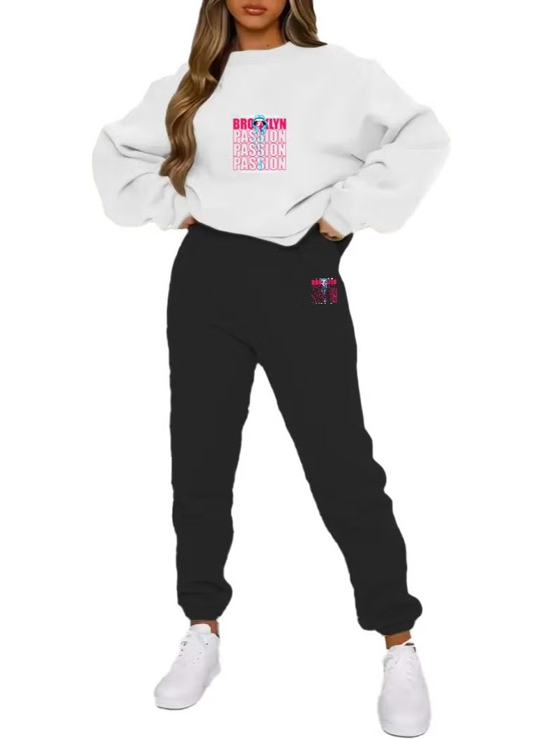 DogFish Tracksuit Oversize Brooklyn Printed Tracksuit,lover,couple Combination White - Image 1